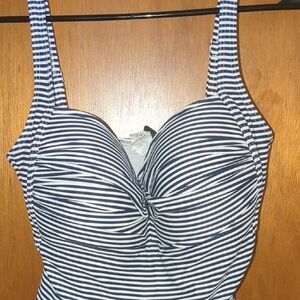 Bond-eye Navy and White Striped Swimwear